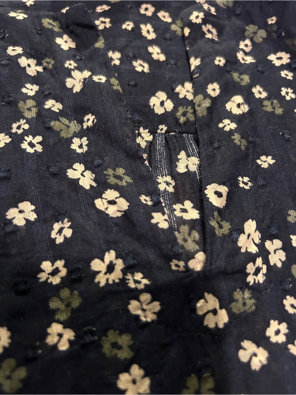 LOFT Womens Large Navy Blue Ditsy Floral Clip Dot Long Sleeve Blouse Top Cotton - Picture 4 of 12